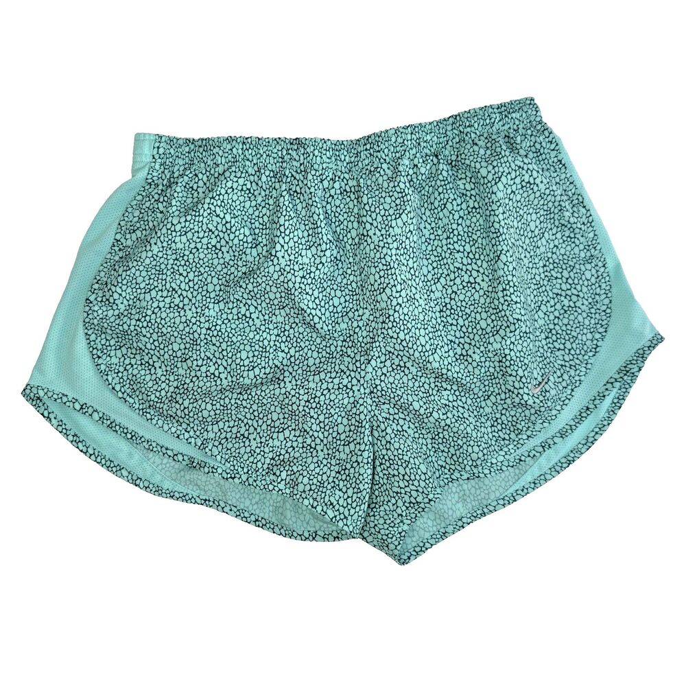 Nike Dri-FIT Tempo Running Shorts Women’s Medium Teal Green Geometric Print